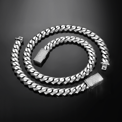 Plain Gold Prong Cuban Link Chain - 8mm