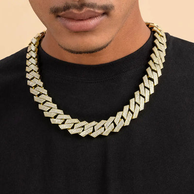 Round Cut Prong Cuban Link Chain - 19mm