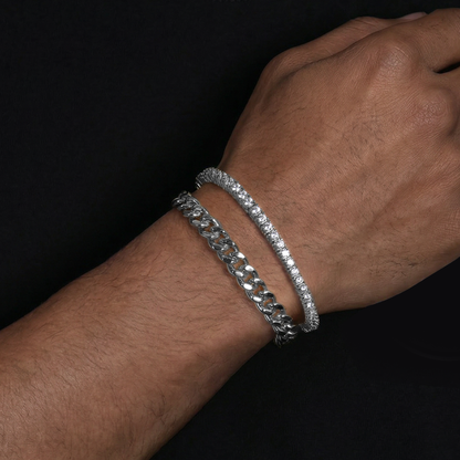 Miami Cuban & Tennis Layered Bracelet Set