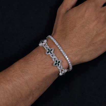 Iced Tennis & Clover Bracelet Set