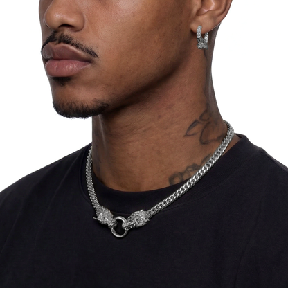 WONG Dragon Cuban Chain + Hoop Earrings Set