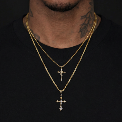 Double Classic Cross Pendant & Chain Quad Set