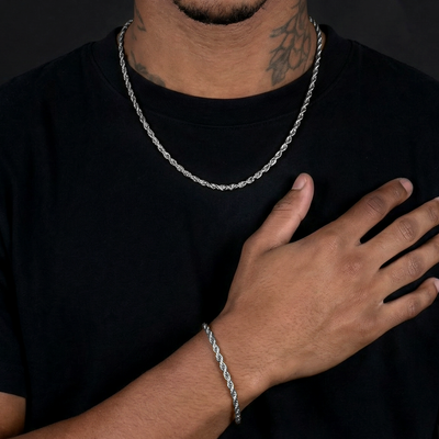 3.5mm Rope Chain & Bracelet Set