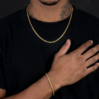 3.5mm Rope Chain & Bracelet Set