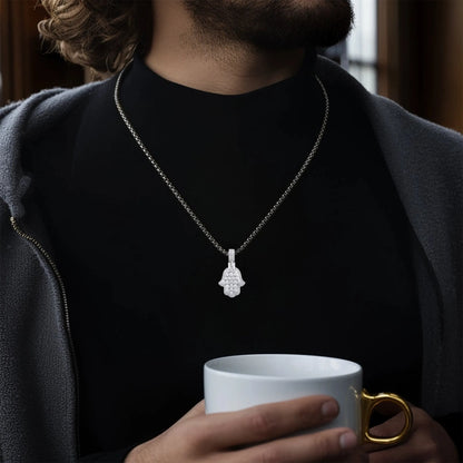 Moissanite Brilliance Layered Hamsa Pendant - Small