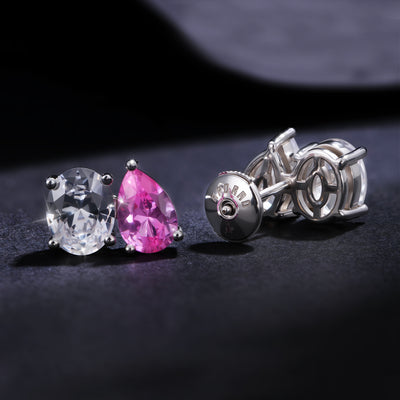 Moissanite S925 Toi et Moi Oval & Pear Stud Earrings