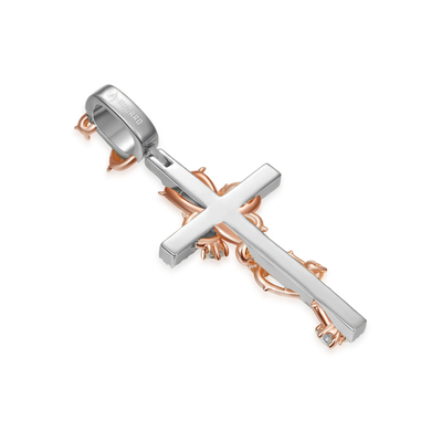 Moissanite Thorned Rose Cross Pendant