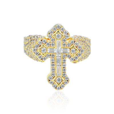 Moissanite Baguette Cross Ring