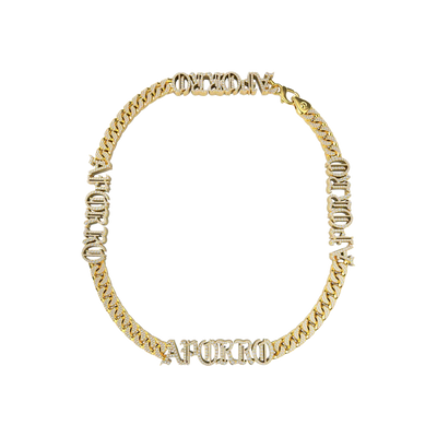 Custom 14K Gold Old English Letter/Number Miami Cuban Chain