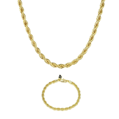 4.5mm Rope Chain & Bracelet Set