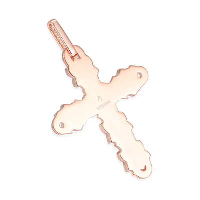 Pearl Rose Cross Pendant - Rose Gold