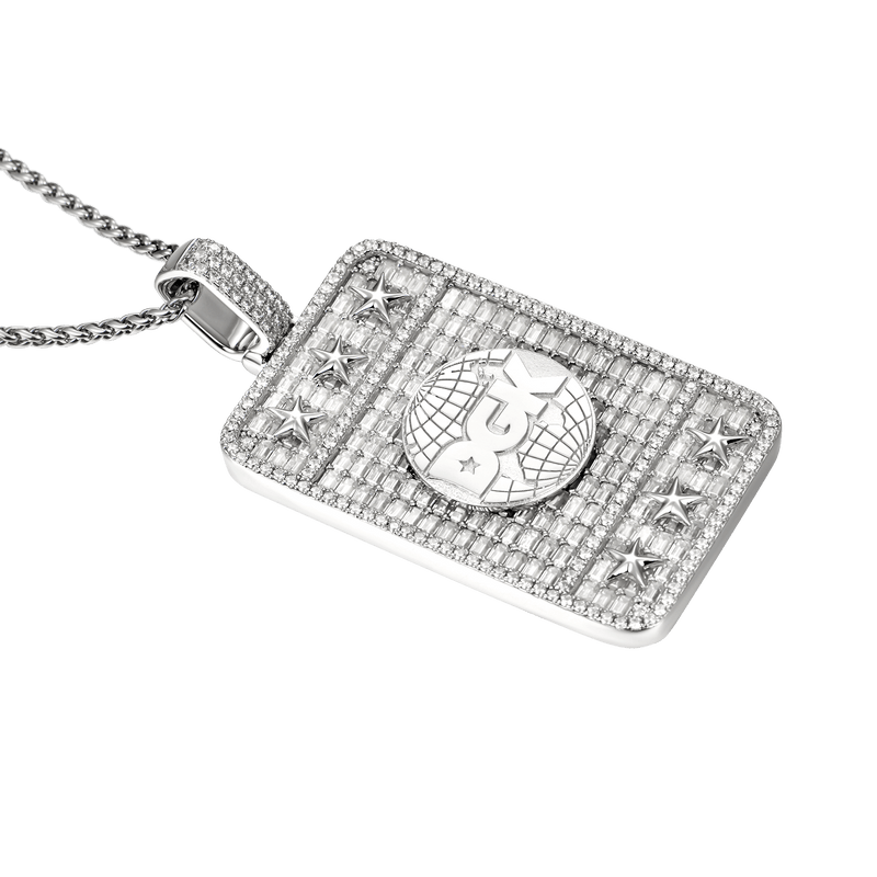 Custom Moissanite Baguette Square Pendant