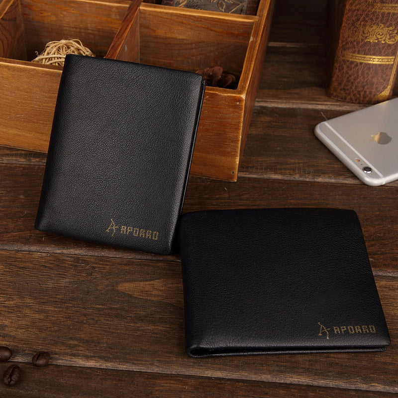 Business Style Minimalist Leather Wallet with Coin Pocket - APORRO