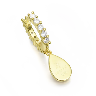 S925 Teardrop Baguette Mix Halo Dangly Earrings - Pair