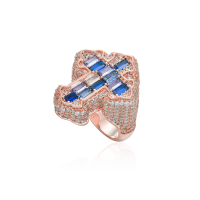 Iced Vitraux Vintage Starry Night Cross Ring