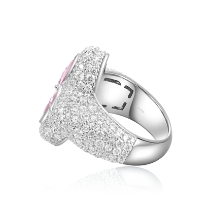 Moissanite Luminous Clover Ring - Pink Diamond
