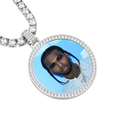 Custom Moissanite 46MM Photo Necklace Pendant