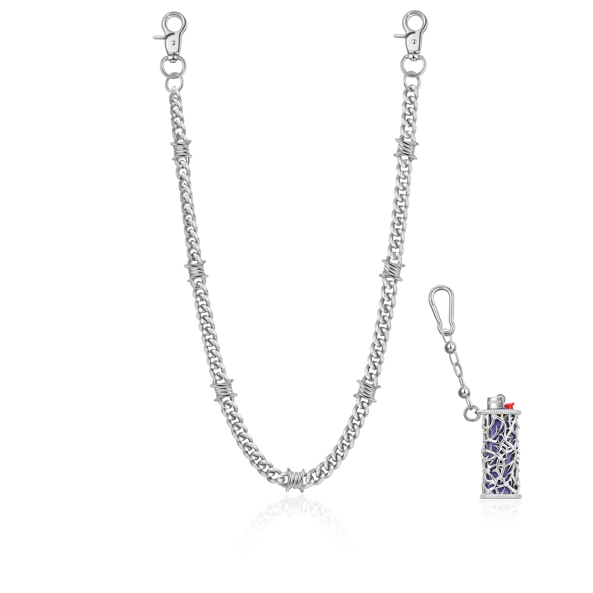 18K White Gold Men's Street Utility Wallet Chain Set - Pants Chain 18K White Gold Men's Street Utility Wallet Chain Set - Pants Chain