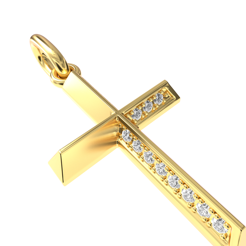 Micro 18K Gold Three-dimensional Cross Pendant - APORRO