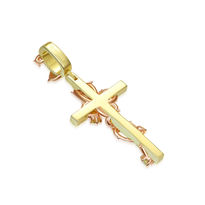 Moissanite Thorned Rose Cross Pendant