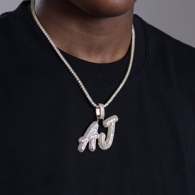 Custom Iced Out Multi-layer Baguette Font Pendant