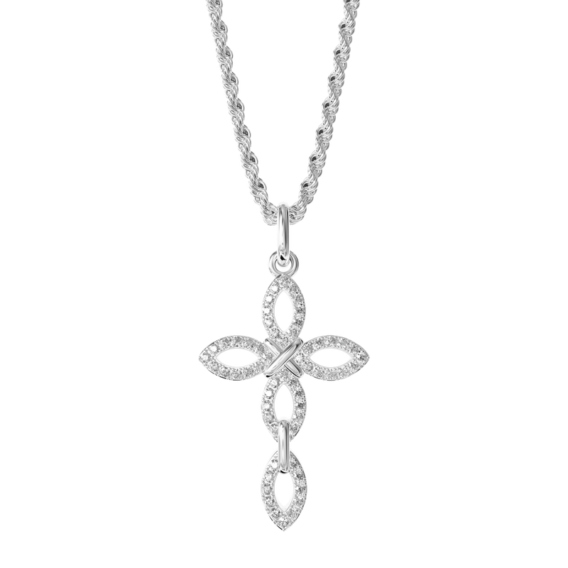 Micro 18K Gold Marquise Cross Pendant - APORRO