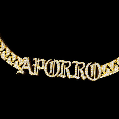 Custom 14K Gold Old English Letter/Number Miami Cuban Chain