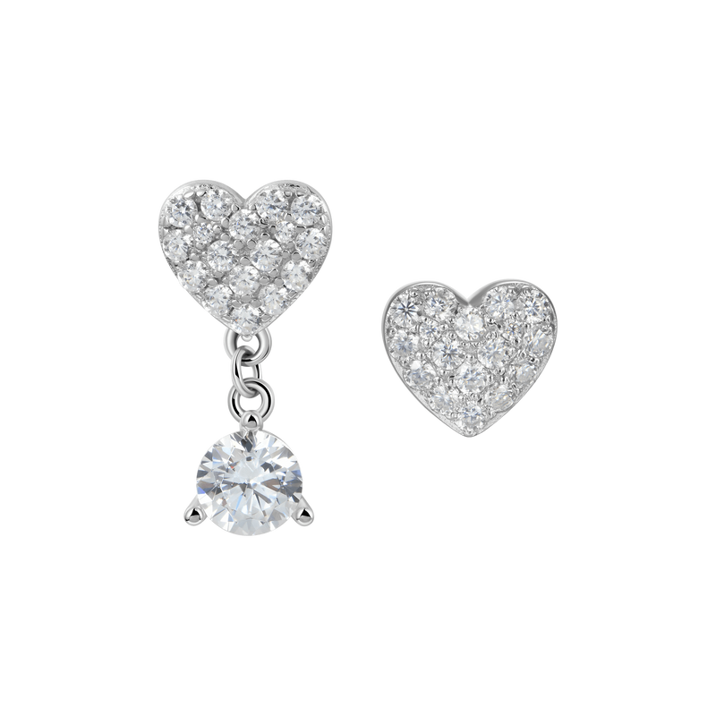 Asymmetric Drop And Stud Earrings - Women's silver dangle earrings - APORRO