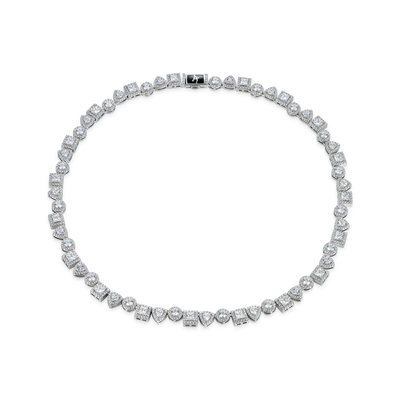Princess Cut Mix Clustered Tennis Chain - 7mm
