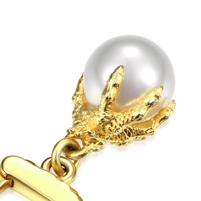 S925 WONG Dragon Claw Pearl Dangly Earring