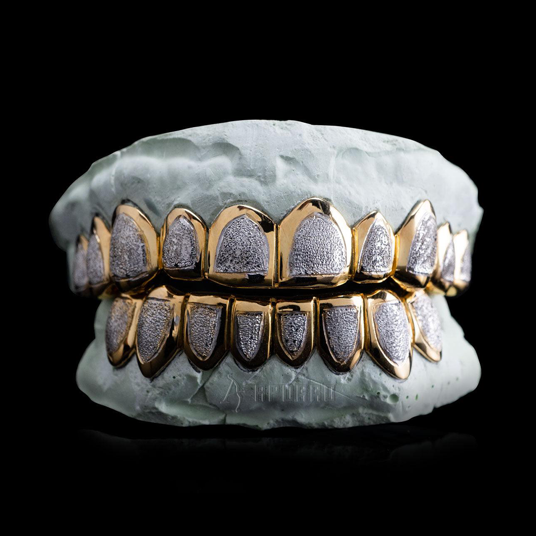 Custom Two Tone Diamond Dust Grillz