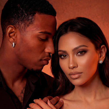 Halo Round Cut & Round Paved  Earrings Set