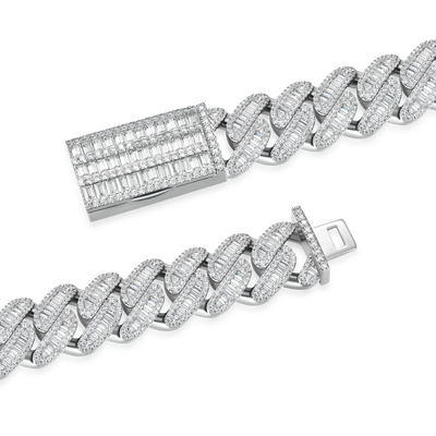 Halo Baguette Cut Cuban Link Chain