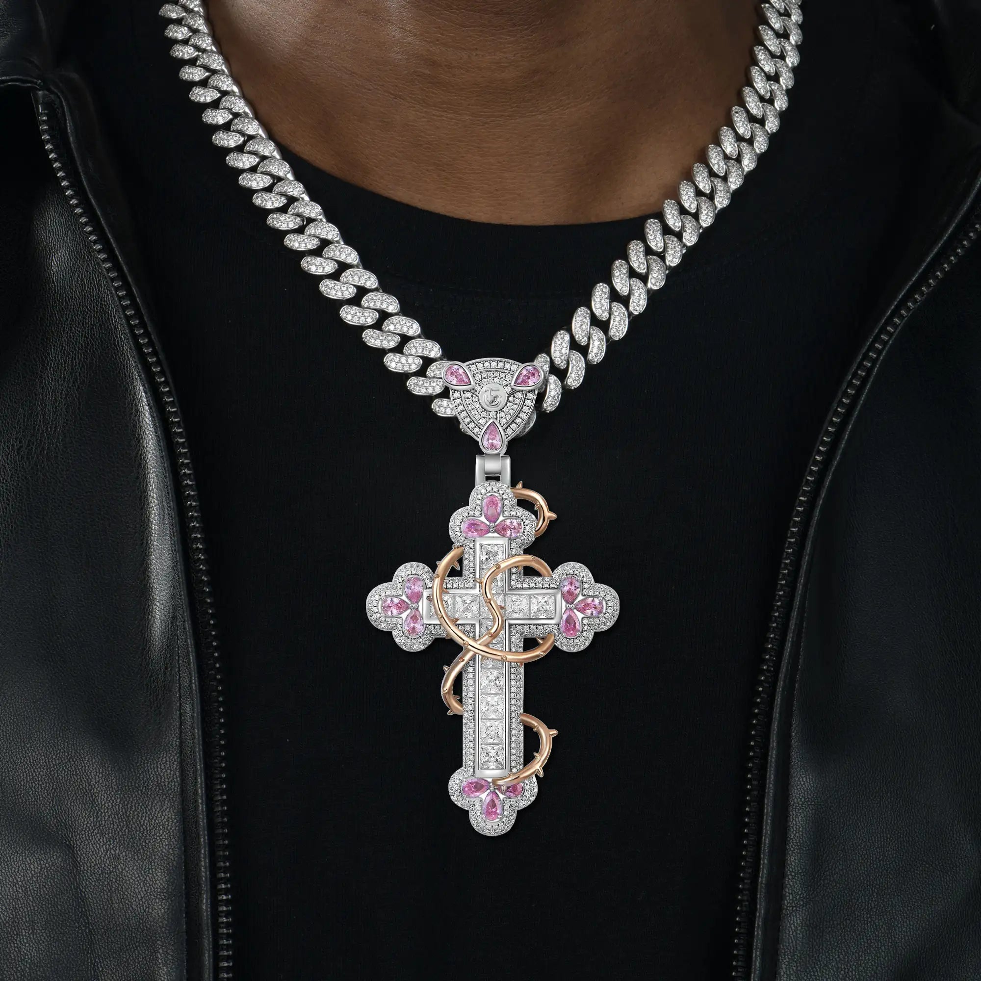 Women's Thorned Blossom Cross Pendant - Medium