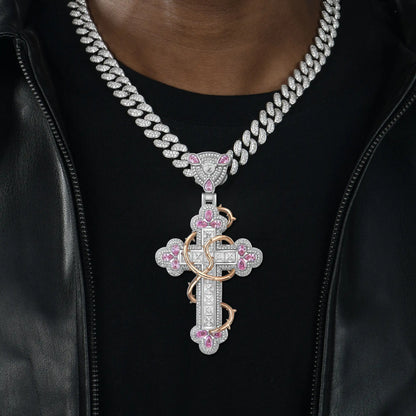 Women's Thorned Blossom Cross Pendant - Medium
