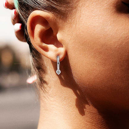 Moissanite Solitaire Hoop Earring - Single