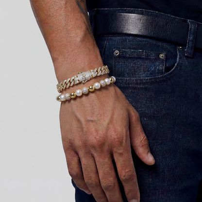 Pearl & Cuban Bracelet Set