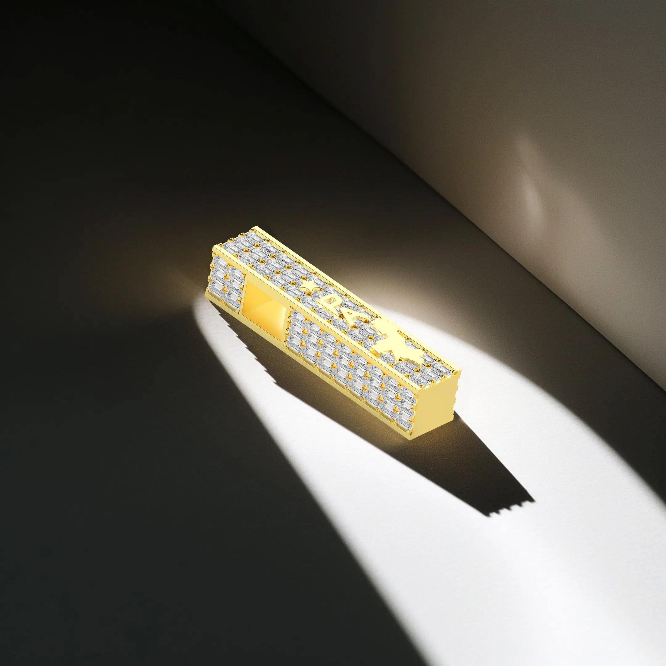 Custom Emerald Cut Square Pillar Pendant-40mm