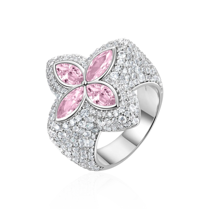 Moissanite Luminous Clover Ring - Pink Diamond