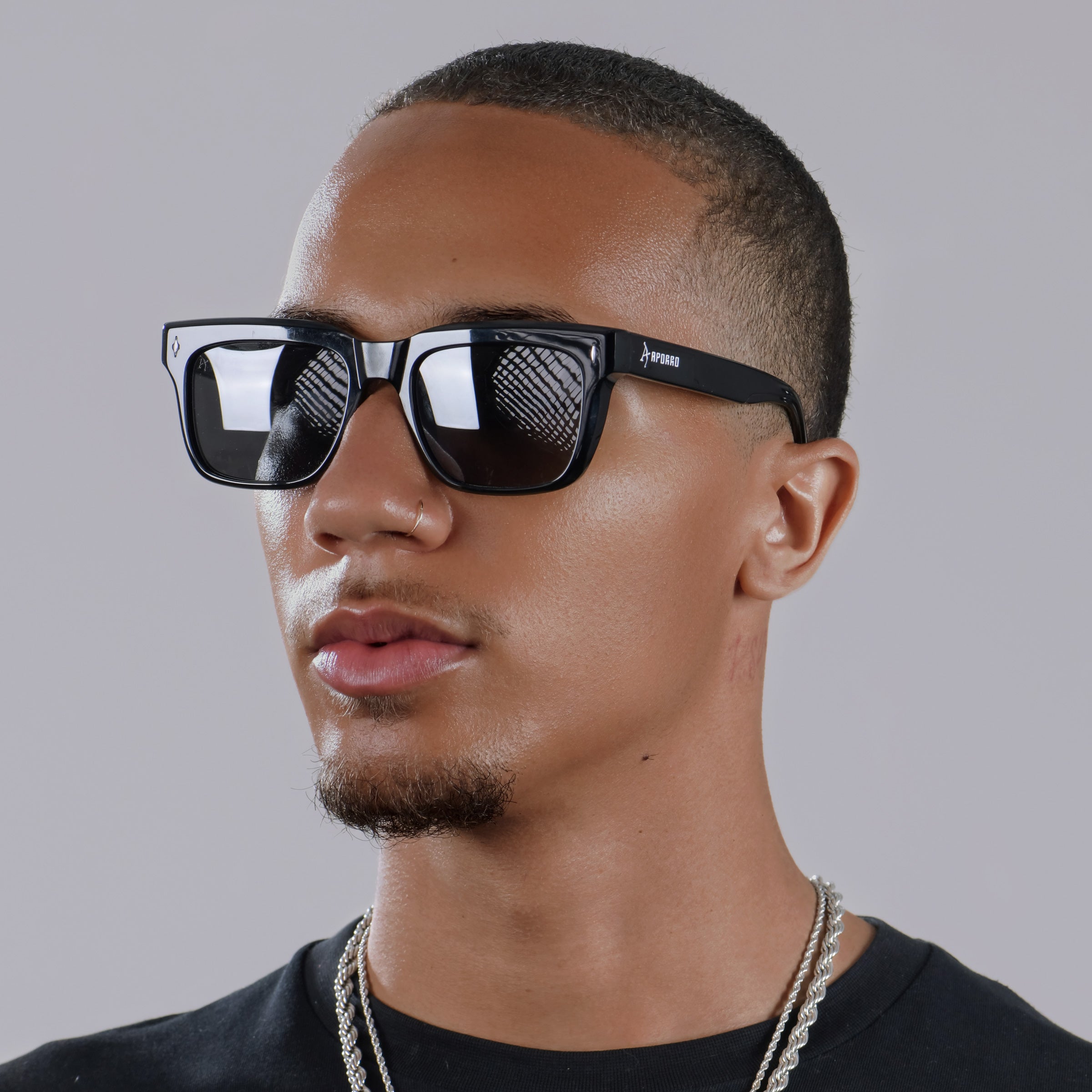 APORRO Ultra Black Sunglasses + Leather Case
