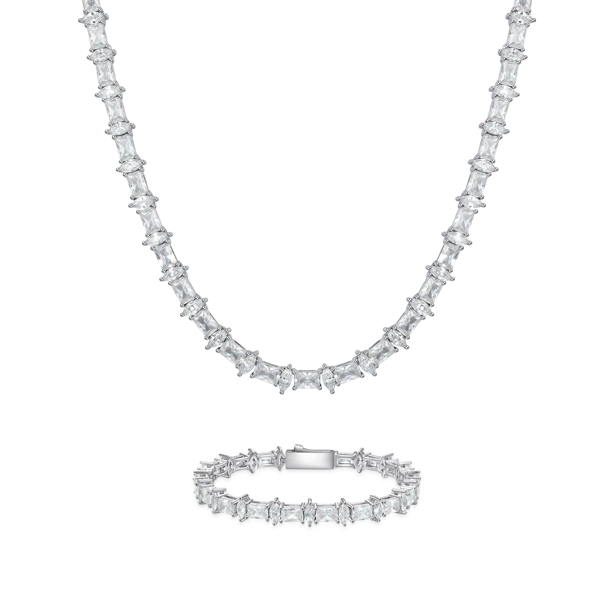 6mm Refined Luster Tennis Chain and Bracelet Gift Set