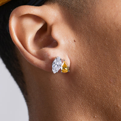 Moissanite S925 Toi et Moi Marquise & Pear Stud Earrings