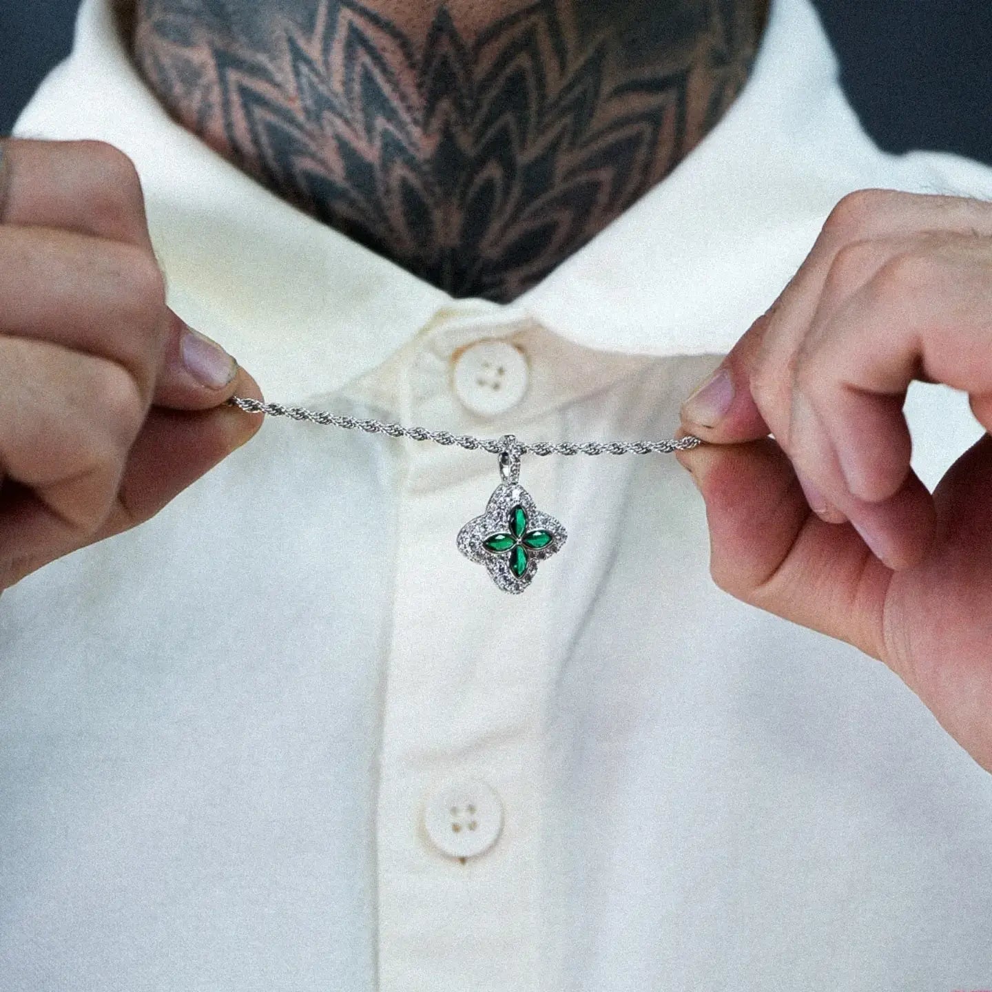 Iced Luminous Clover Pendant