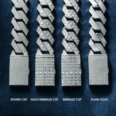 Custom Emerald Cut Prong Cuban Link Name Necklace Chain  - 15mm