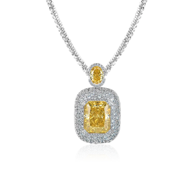 Crushed Ice Emerald Cut Pendant - Fancy Yellow