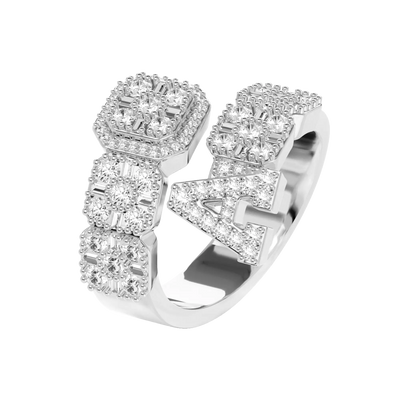 Custom Baguette Cut Mix Letter Ring
