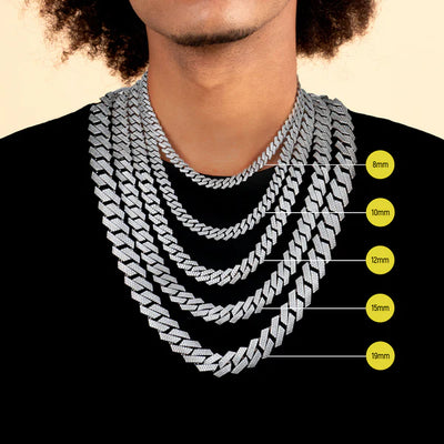 Custom Emerald Cut Prong Cuban Link Name Necklace Chain  - 15mm