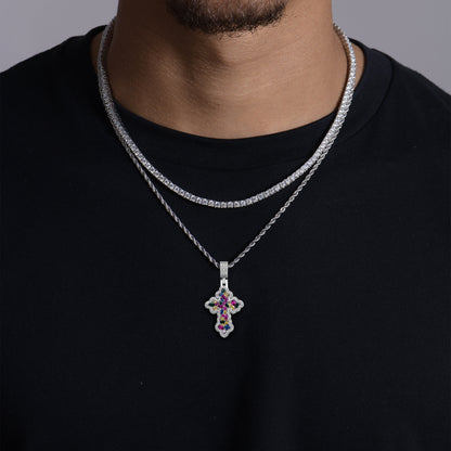 Vibrant Fancy-Cut Cross Pendant