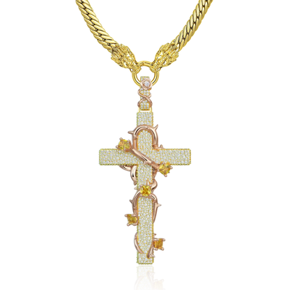 Thorned Cross Dragon Chain & Pendant Set