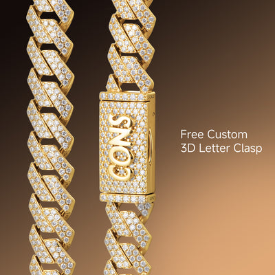 Round Cut Prong Cuban Link Chain - 12mm